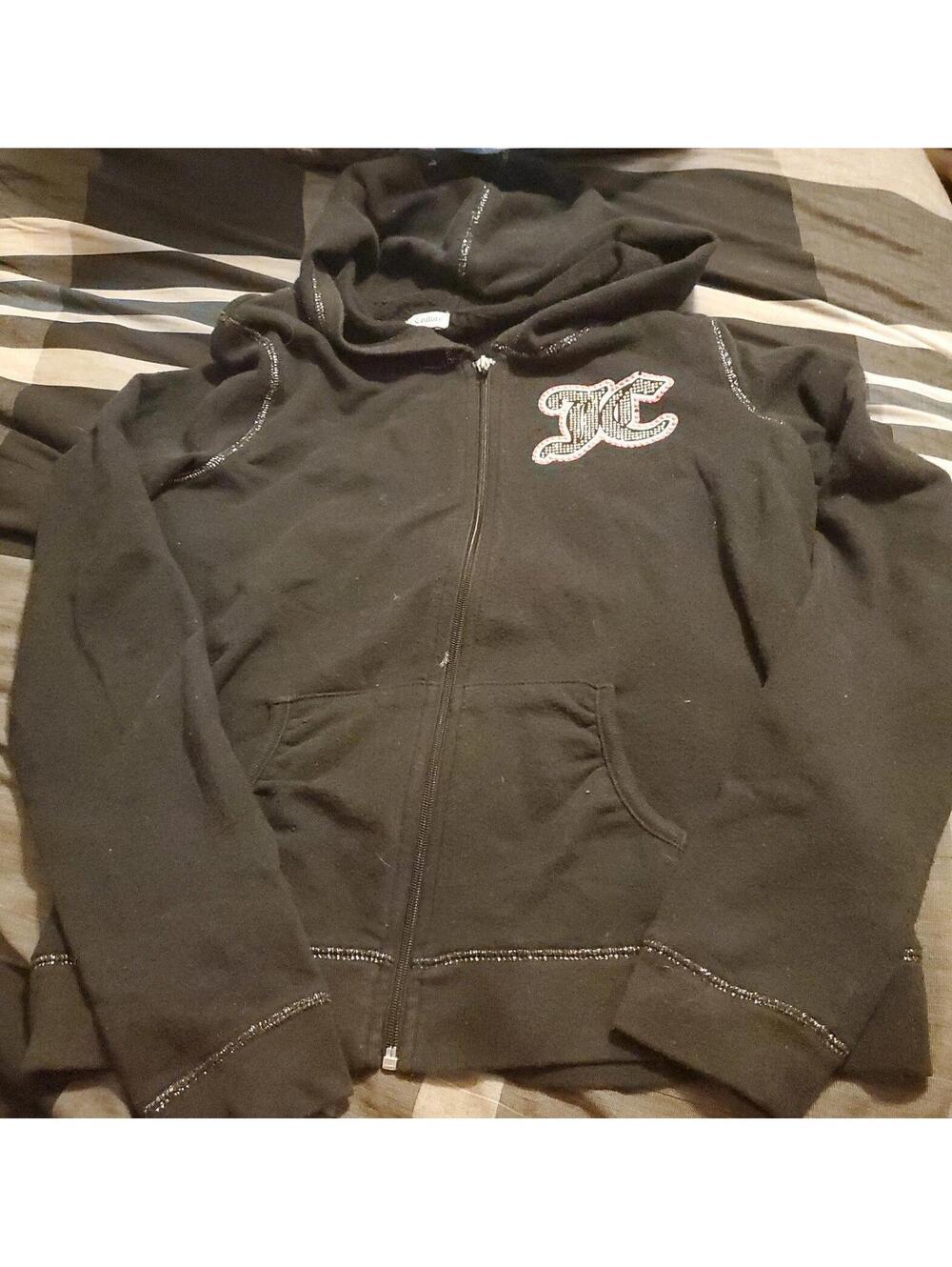 Juicy Couture Kids Black Track Jacket with Hood size XL 16 Unicorn